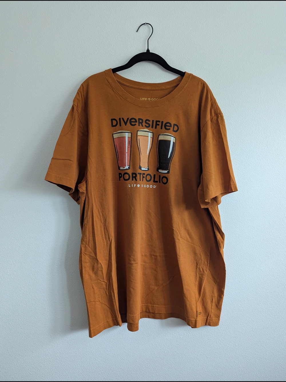 Life Is Good Men's Diversified Portfolio Beer Graphic Tee - Discontinued Yellow